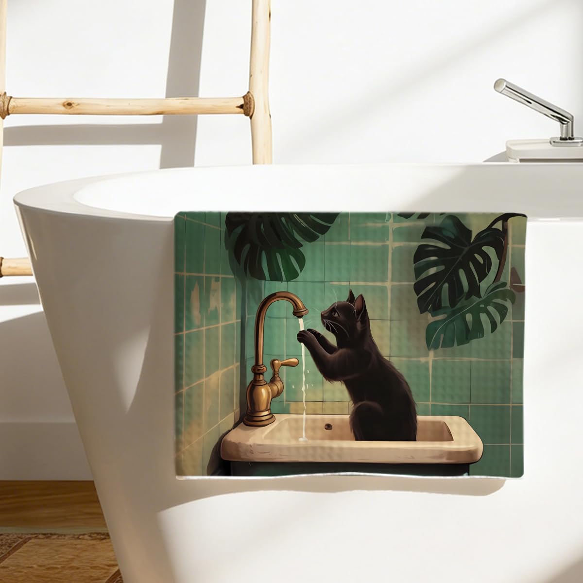 Kitchen Tea Towels Cat Prankers, Funny Decorative Absorbent Soft Microfiber Tea 