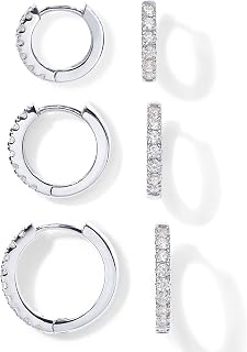 PAVOI Gold Huggie Earrings for Women, 14K Gold Plated CZ Set of 3