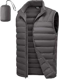 TBMPOY Men's Lightweight Packable Puffer Vest Sleeveless Puffy Outerwear Water-Resistant Bubble Jackets Work Casual Golf