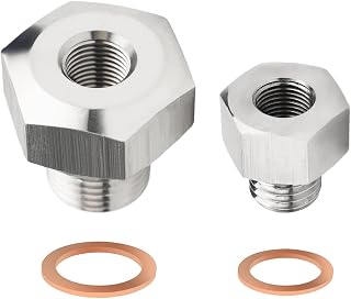 Stainless Steel LS Adapter M16x1.5 to 1/8 NPT &amp; M12x1.5 to 1/8 NPT | coolant temp + oil pressure adapters. CNC precision threads, copper crush washers. Fits GM LS1 LSX LS3 5.3L 6.0L 6.2L