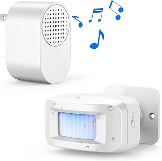 Driveway Alarms Wireless Outside, Weatherproof Motion Sensor Alarm System | Motion Detector Security Alert Monitor System with Plug-in Receiver, Loud Chimes and 500FT Long Range Outdoor Detection