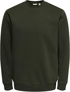 ONSCERES Men's Basic Regular Fit Long-Sleeved Sweatshirt without Hood