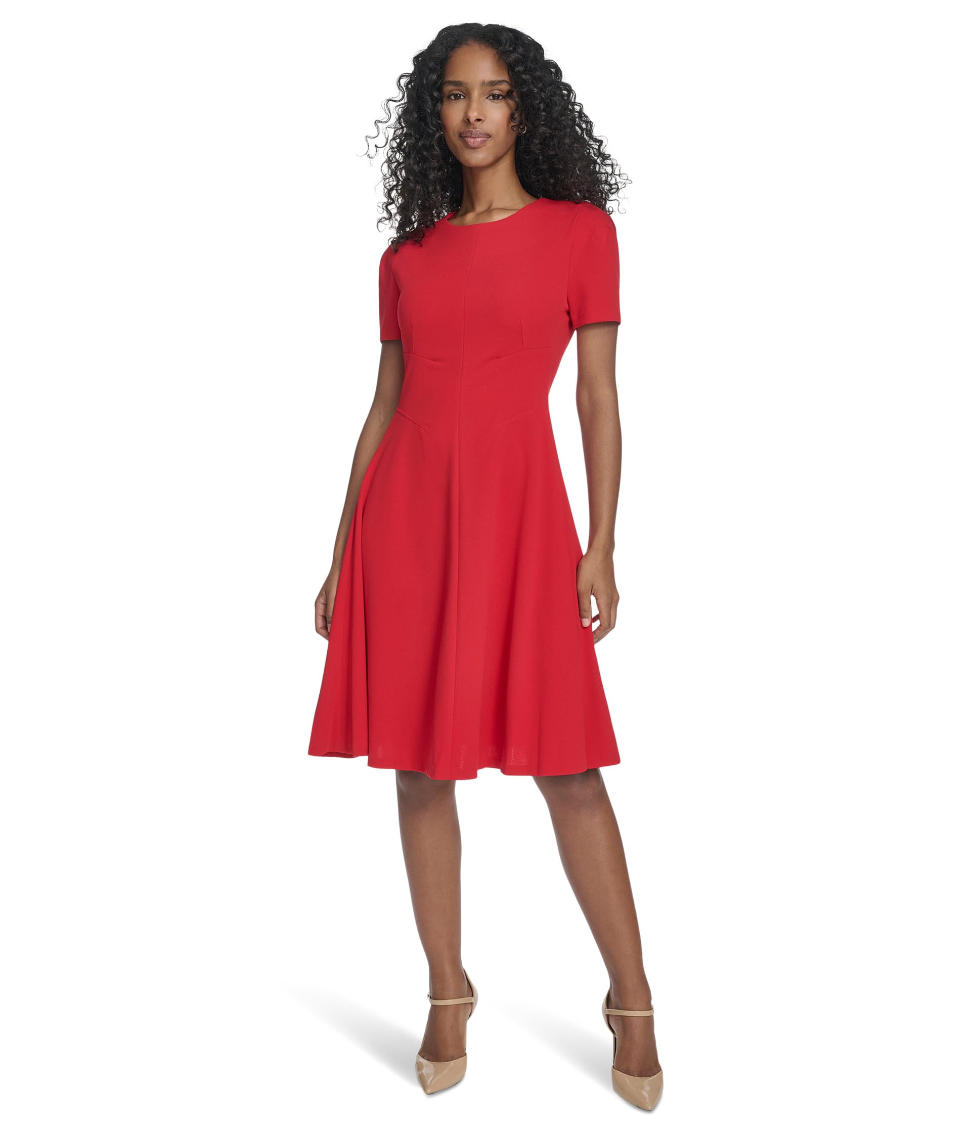 Calvin Klein Short Sleeve Scuba Crepe A-Line