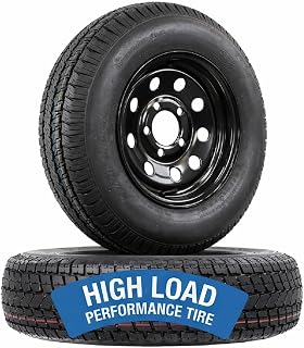 eCustomrim 2-Pack Trailer Tire Rim Assembly ST175/80D13 Load Range C | 13 Inch 6 Ply Tires, 5 Lug On 4.5 Inch Center Black Wheel For Utility Cargo Trailers - 2 Year Warranty With Roadside