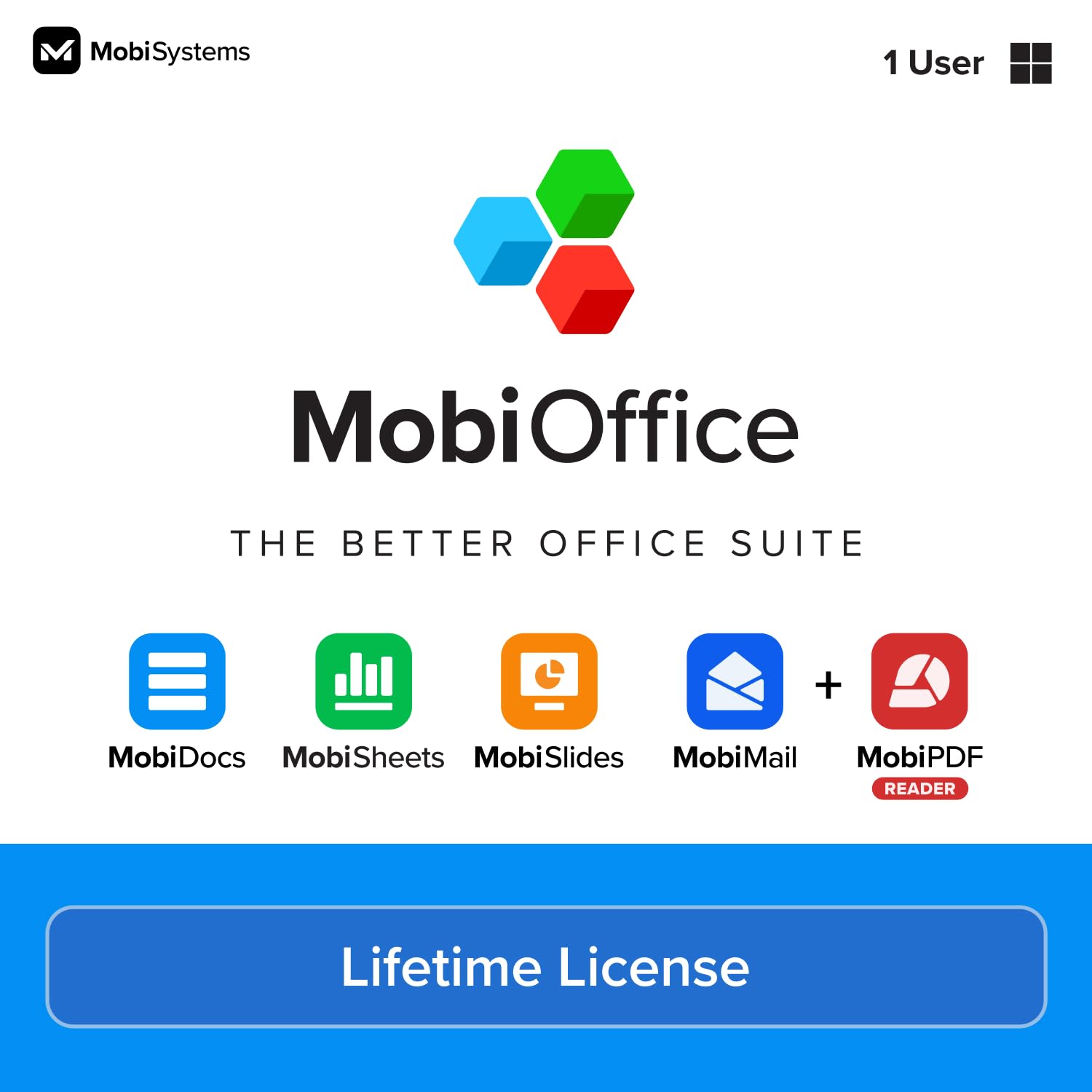 MobiOffice Lifetime 4-in-1 Productivity Suite for Windows | Lifetime License | I