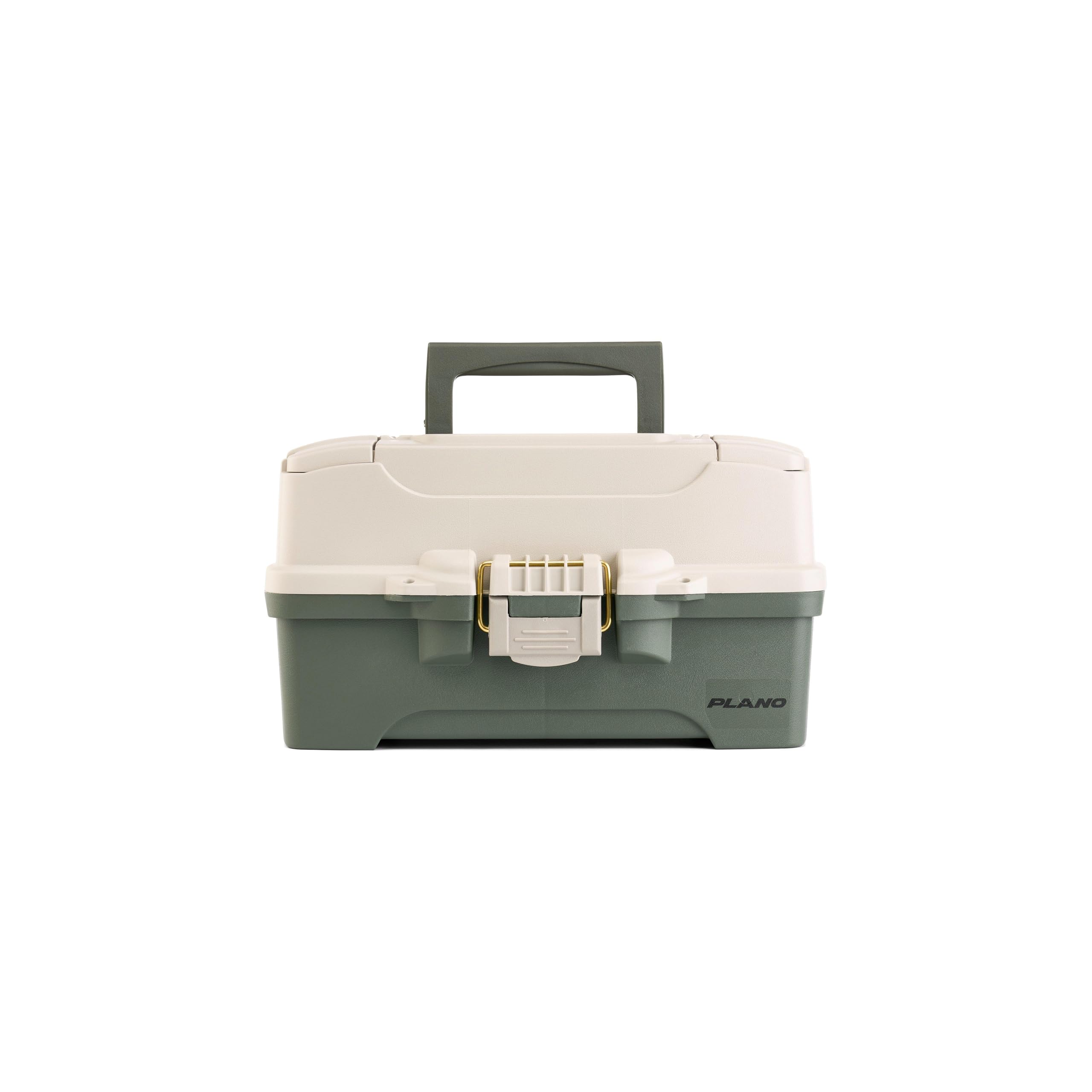 Plano Two-Tray Tackle Box, Green/Tan, Rust-Proof Brass Latch, Top-Access Tray wi