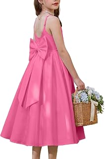 Arshiner Flower Girl Dress with Big Bow Elegant Sleeveless A-Line Ball Gown