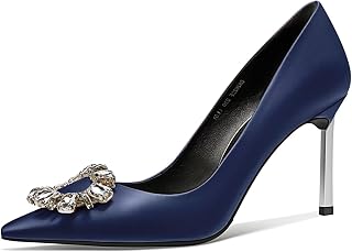 Castamere Women's High Heel Pointed Toe Stiletto High Heel Pumps Slip-on Diamond Crystal Wedding Party 8.5 cm Heels