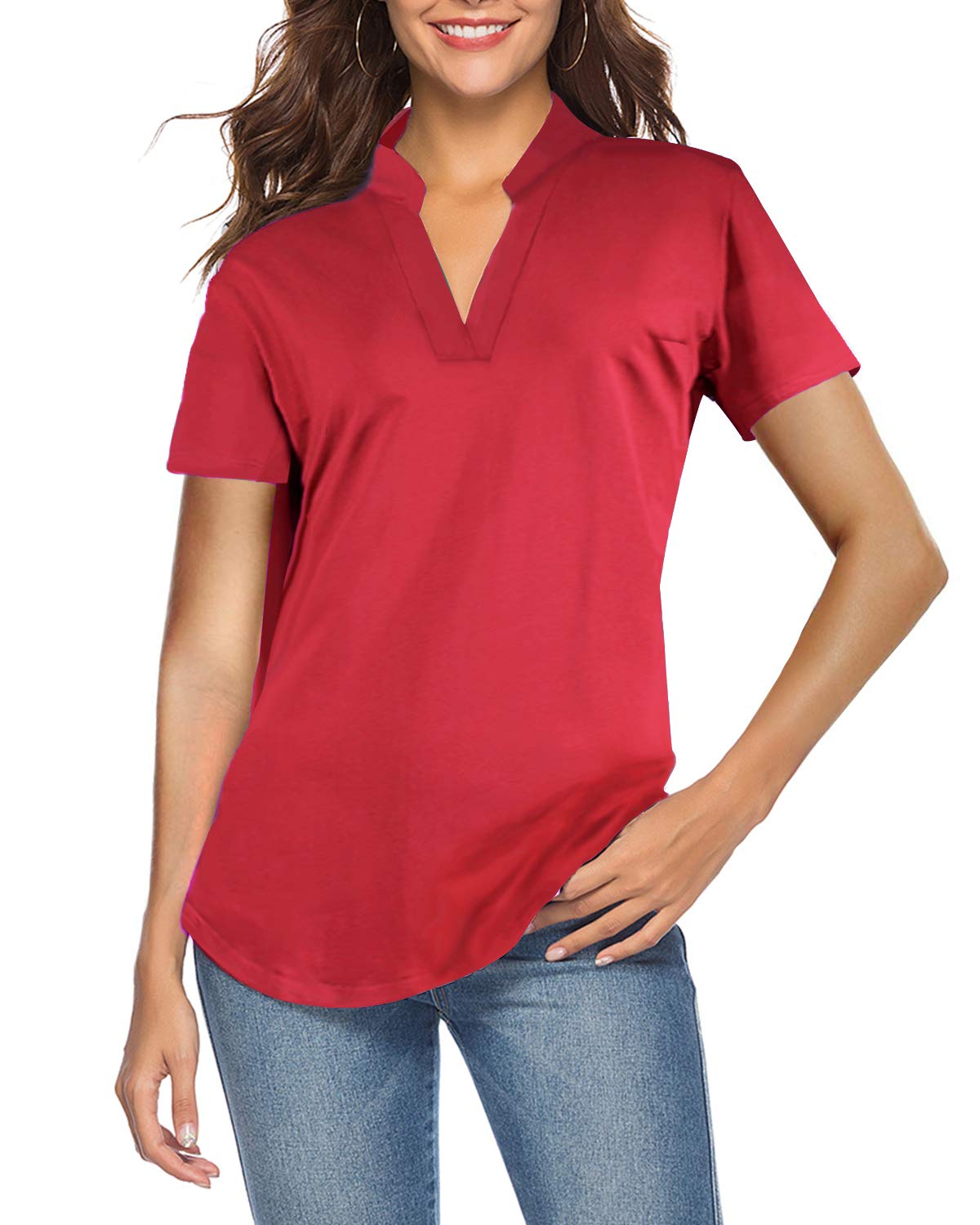 CEASIKERY Women V Neck Blouse Casual Tunic Shirt