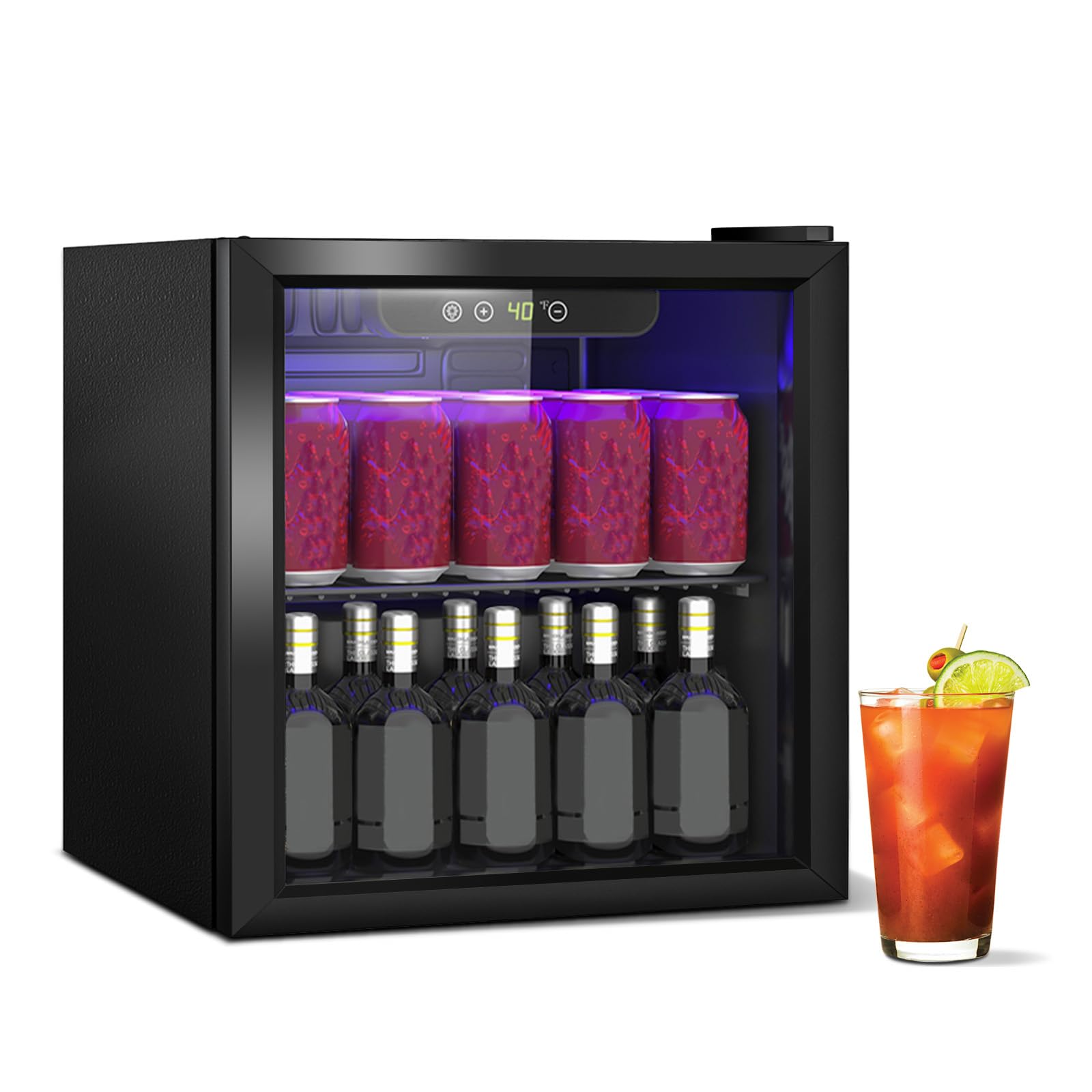 DOGHLY 60 Cans/1.3 Cu.Ft Beverage Refrigerator Glass Door Mini Fridge | Fast Coo