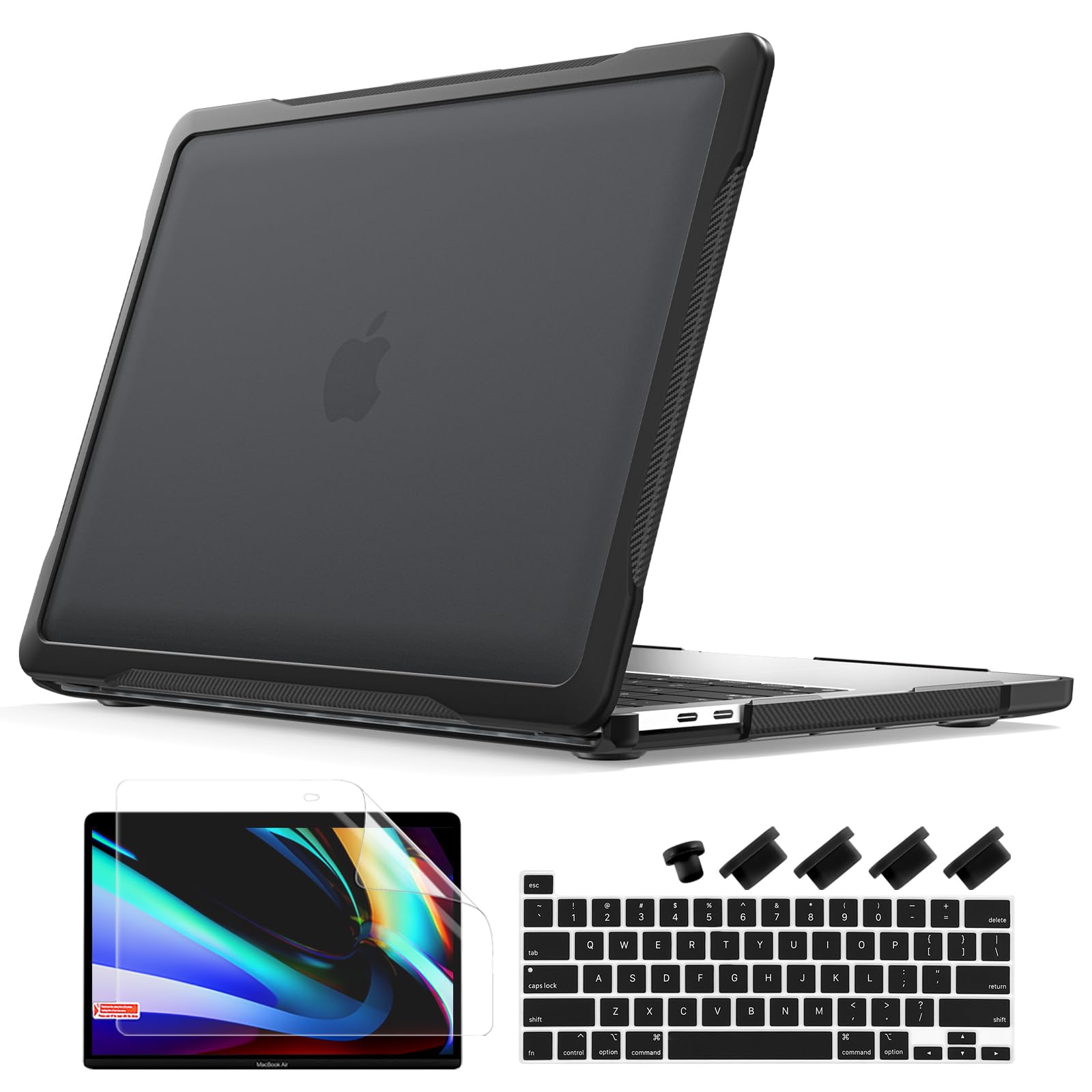 Batianda 4-in-1 Ultimate Case for MacBook Pro 13 inch 2022 2020, Black
