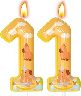 Capybara Birthday Candles, Capybara Birthday Party Decorations, Birthday Number Candles for Cake Topper and Party Supplies (Yellow, Number 11)