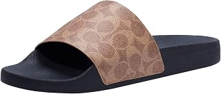 Coach mens Signature Coated Canvas Pool Slide Sandal