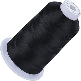 Simthread Embroidery Machine Thread 5000M 40WT Polyester, Black 900 | 5000M 40WT polyester thread feeds smoothly for home or commercial embroidery projects.