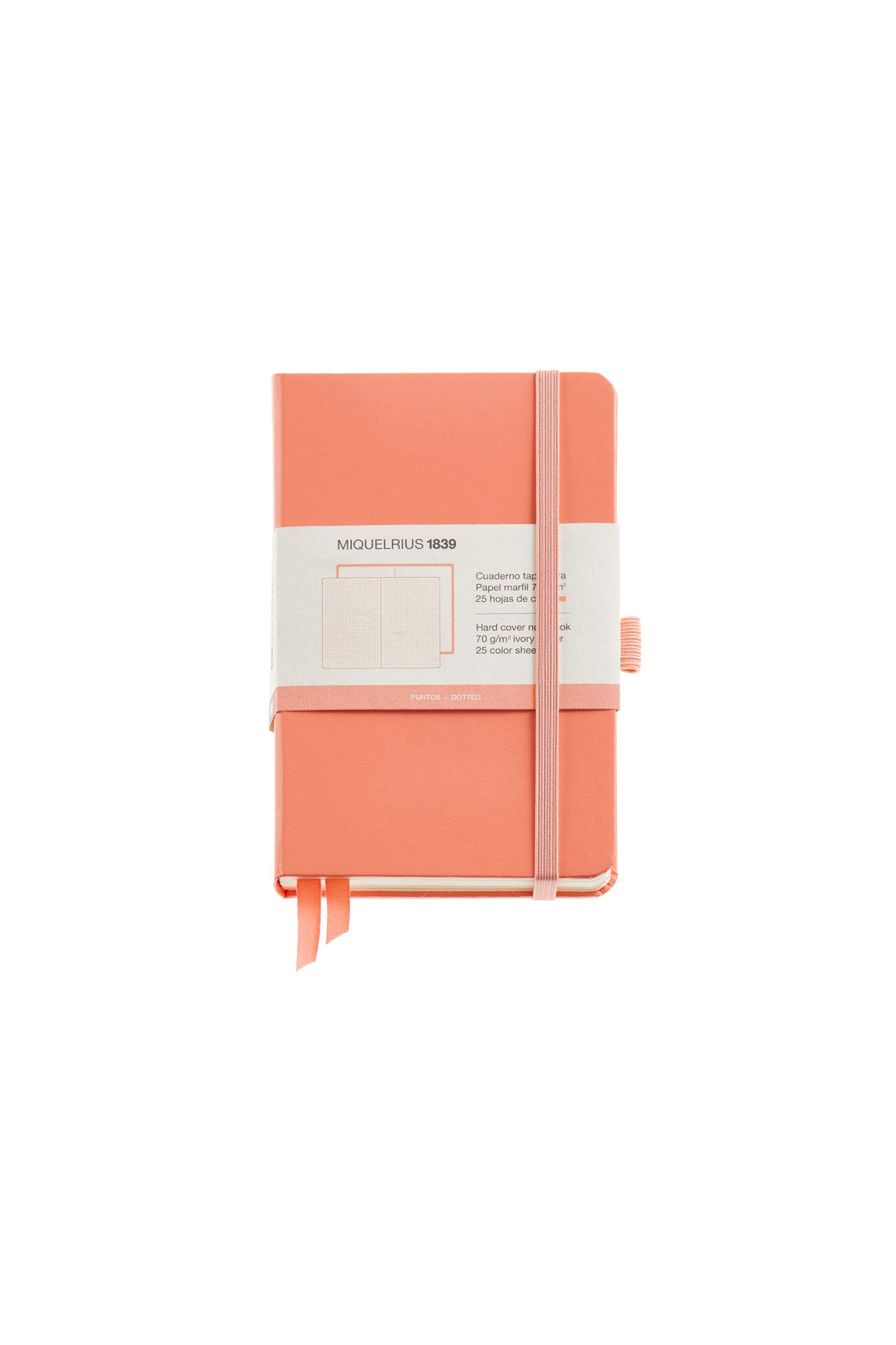 Miquelrius Peach Notebook, Hardcover, Hardcover, Elastic Closure, 140 x 90 mm, 1
