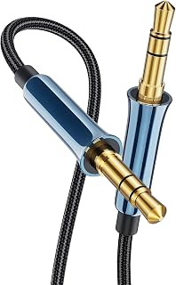 3.5mm TRRS Audio Cable 3FT/0.9m, 4-Pole Aux Cord Male to Male, Hi-Fi, 1/8 inch Braided Auxiliary Stereo Jack Cable for Headphone, Car Stereos, Speaker, Laptops, Bule