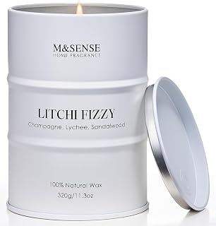 M&SENSE Litchi Fizzy Scented Candles, 320g 70 Hours Lifespan Natural Non-Toxic Soy Candle, Summer Candle Home Decor, Relaxing Aromatherapy Candle Gifts for Women Mom Friend