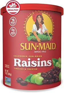 Sun-Maid California Sun-Dried Raisins - 13 oz Resealable Canister | Dried Fruit for Healthy Snacks, School Lunches, and Natural Sweeteners