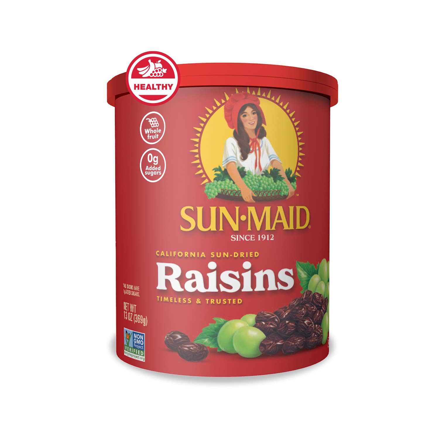 Sun-Maid California Sun-Dried Raisins - 13 oz Resealable Canister | Dried Fruit 