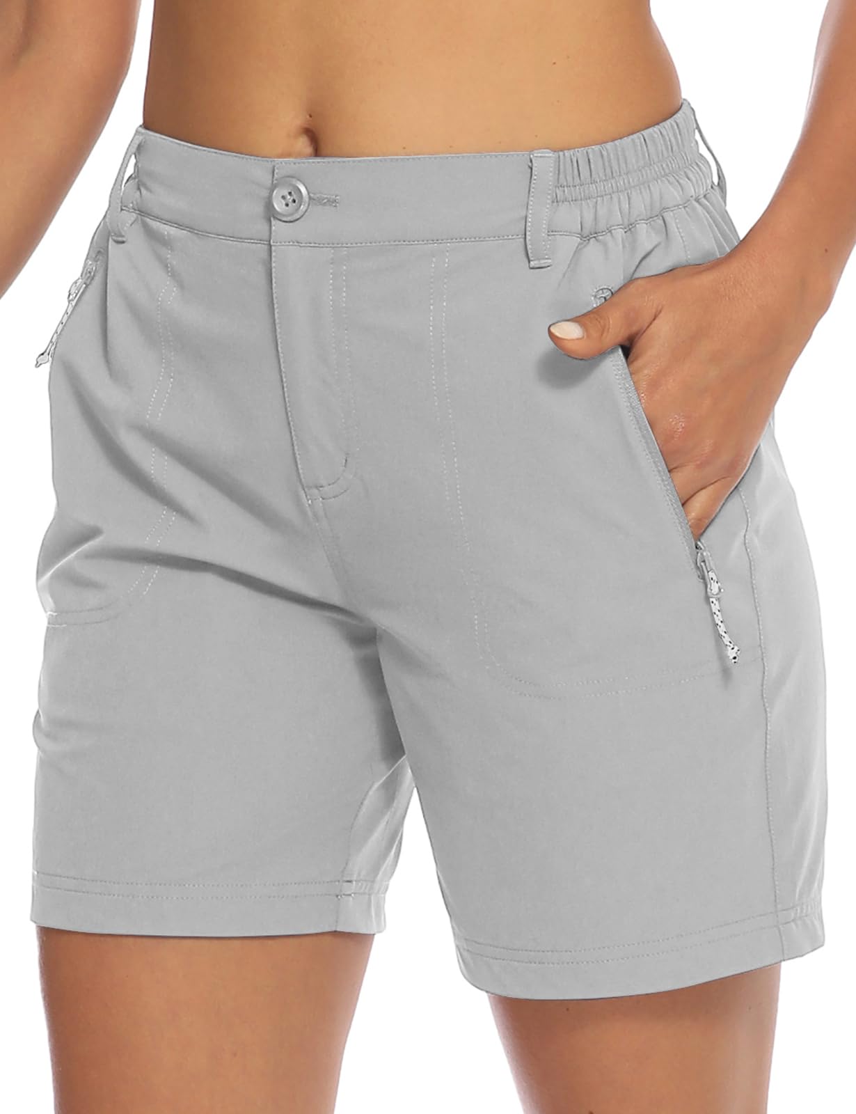 TBMPOY Ladies Quick Dry Cargo Shorts Lightweight Pockets Running Golf Outdoor Ac