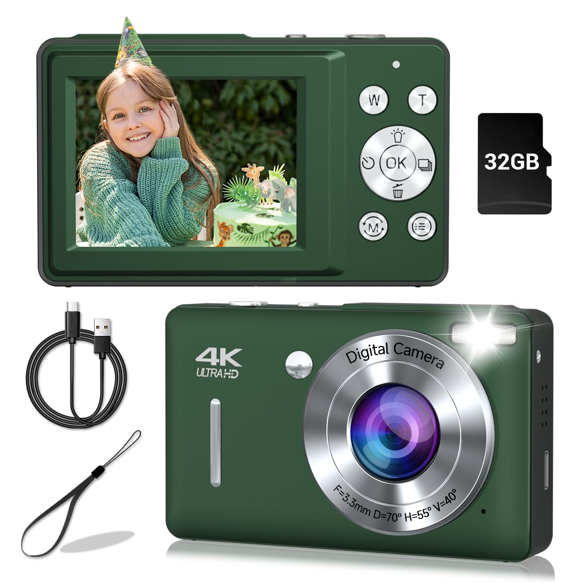 Digital Camera, 44MP Compact Camera, FHD 1080P Point and Shoot Digital Cameras w