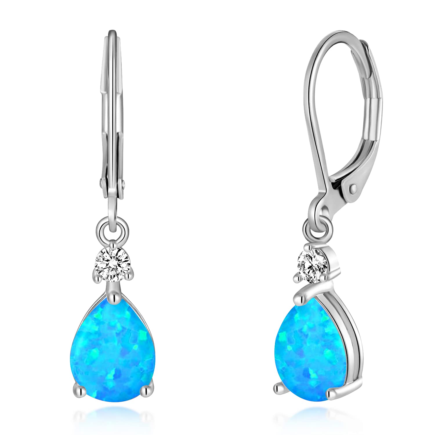 CiNily Leverback Opal Dangle Drop Earrings For Women 14K Gold Plated