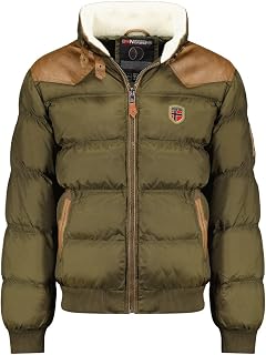 Geographical Norway Abramovitch Men Distribrands - Warm Coat with Fur Hood - Warm Jacket for Men - Long Sleeve Jacket Lined Windproof Winter - Parka for Men Casual Style