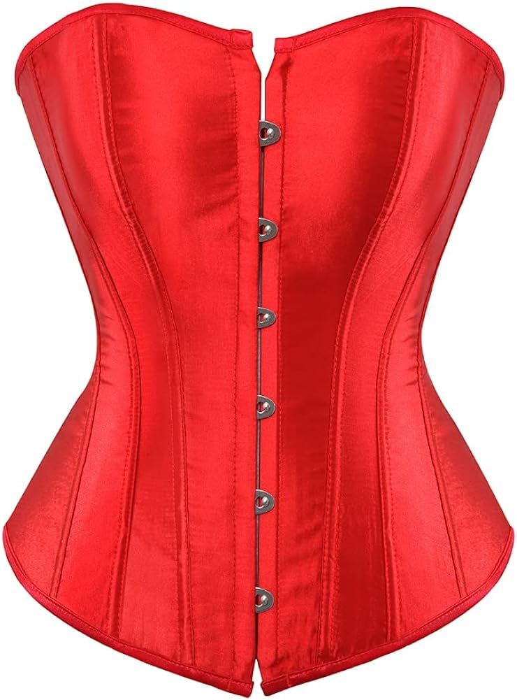 HNGHOU Women's Bustier Corset Top Plus Size Satin Waist Cincher Overbust Bustier