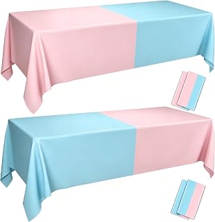 4Pcs Gender Reveal Table Cloths - Pink and Blue Table Decorations Assorted Color Rectangular Table Covers for Boy or Girl Baby Shower Party Supplies, 51 x 86.6 Inch