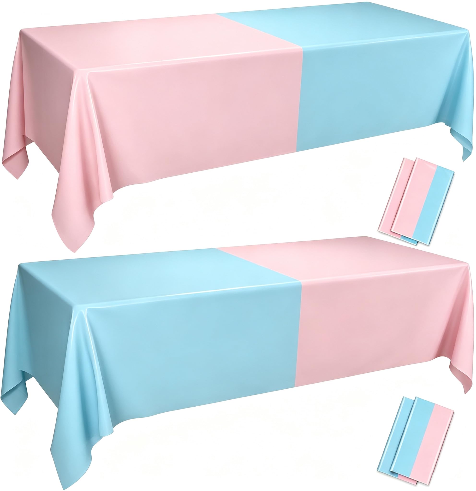 4Pcs Gender Reveal Table Cloths - Pink and Blue Table Decorations Assorted Color