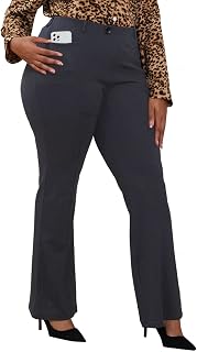 Wrinkle-Free Stretch Dress Pants Plus Size for Women Pull-on Pant Ease into Comfort Office Pant