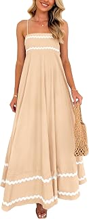 PRETTYGARDEN 2025 Summer Women Casual Sleeveless Ruffle Spaghetti Strap Long Dress Beach Maxi Dress