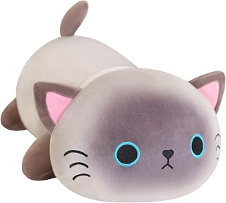SQEQE Weighted Siamese Cat Plush, Weighted Stuffed Animal for Anxiety, Cute Siamese Cat Plushies Toy Gift for Kids(13.8 Inch/1.6 Lbs)