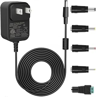 HY1C 18V 1.0A Power Cable,AC/DC 100-240V Universal Supply Adapter | 6FT Long Power Cord, 5 Interchangeable DC Tips, FCC ETL CE RoHS Certified,Compatible with DC 18V 1000mA 750mA 600mA 500mAly