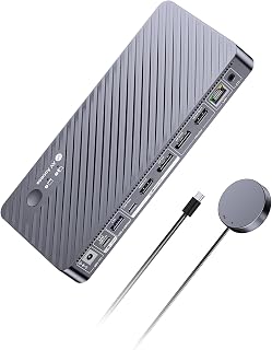 AV Access KVM Switch 2 Monitors 2 Computers, 8K KVM Docking Station | 100W PD, 1G Ethernet, 10Gbps, 4K@165Hz, 8K@60Hz, Dual Monitor KVM Switch for Laptop & Desktop, Ideal for Work & Gaming Setups