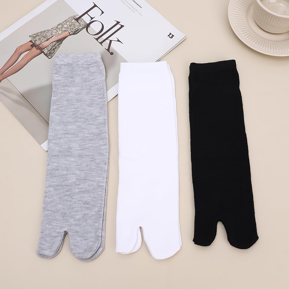 2 Pairs Plain Two Toe Socks Women Men Non Slip Toe Separate Sock Deodorant Long 