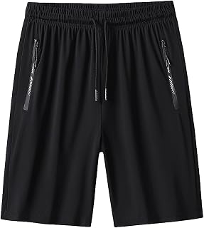 rismart Men's Quick Dry Shorts Workout Walking Athletic Sports Short Pants with Zip Pockets