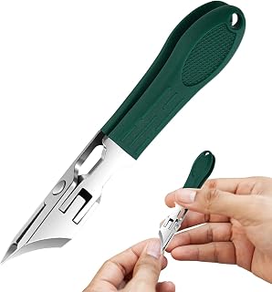 Diagonal Toenail Clippers, Wide Jaw Mouth Anti Splash Slant Toenail Clippers, Sharp Long Handle Toenail Clippers, Ingrown Toenail Clippers for Women or Men (Green)