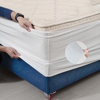 DUJUIKE Stretch Velvet Box Spring Cover for Wrapping, Alternative to Traditional Valance Bed Skirt, Easy to Apply (White, Twin Bed Width: 120-137 cm)