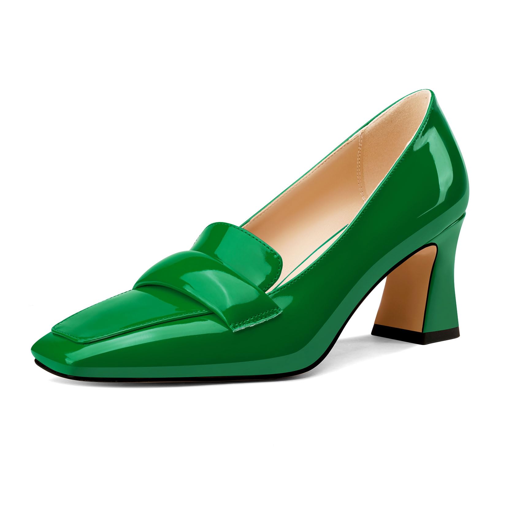 Castamere Women's Chunky Mid Width Square Heel Pointed Pumps Slip-on Office Dres