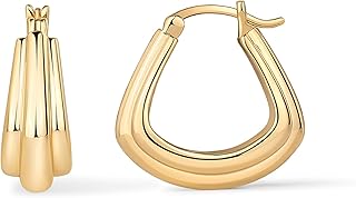 PAVOI 14K Gold Plated Geometric Hoop Earrings for Women, Huggie Hoops