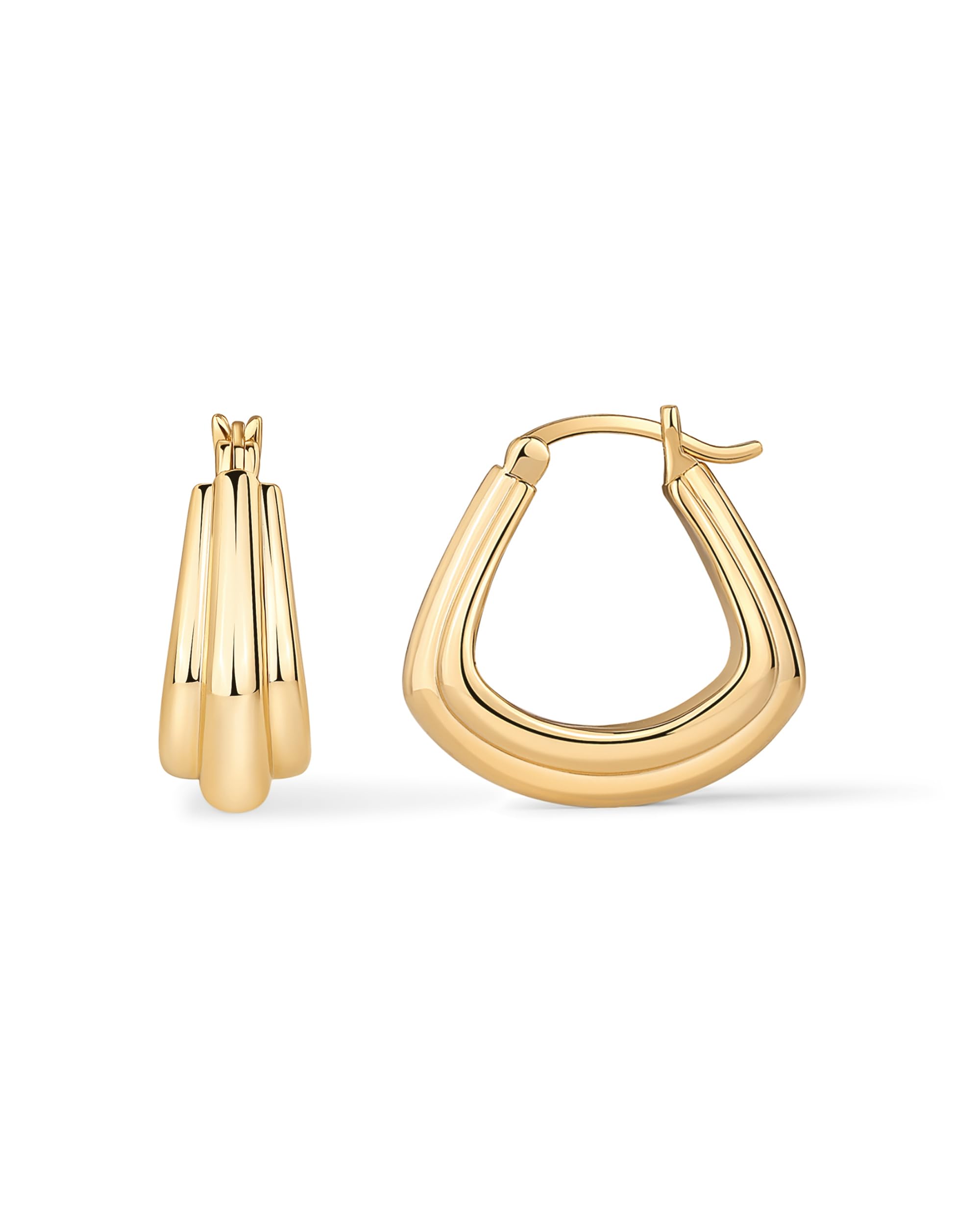 PAVOI 14K Gold Plated Geometric Hoop Earrings for Women, Huggie Hoops