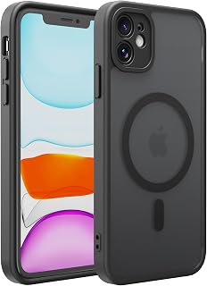 EUMADOVE for iPhone 11 Case [Compatible with Magsafe] Translucent Matte Phone Cover, [10 FT Military Grade Drop Protection] Slim Durable Shockproof Protective Bumper (Black Magnetic, iPhone 11)
