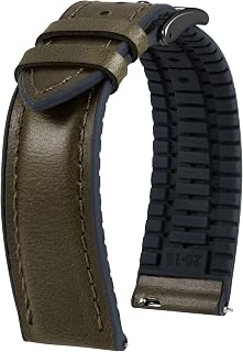 BINLUN Leather Watch Strap 22mm 21mm 20mm 19mm 18mm 16mm 14mm Oil Waxed Leather and Silicone Hybrid Quick Release Watch Straps for Men Women 6 Colors