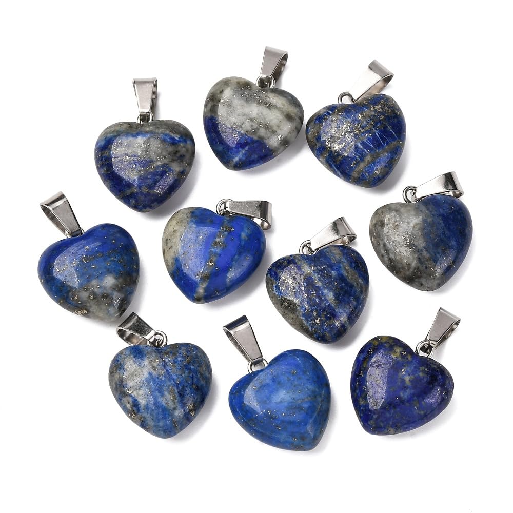 10pcs Natural Stone Heart Shape Pendants Natural Smooth Agate Crystal Rose Quart