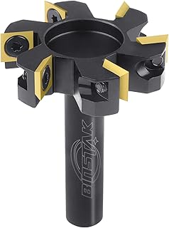 BINSTAK CNC Spoilboard Surfacing Router Bit, 1/2" Shank 2" Cutting Diameter, 6 Wings Carbide Insert Slab Flattening Router Bits Wood Planing Planer Bit