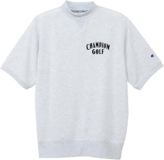 Champion C3-DG002 Men's Top, Short Sleeve, Stretch, UV Protection, Quick Drying, Graphic Logo Print, TECH WEAVE(R) TERRY Short Sleeve Mock Neck Sweatshirt