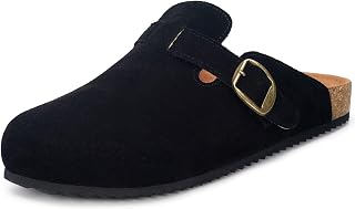 Intini Womens Mens Genuine Suede Clogs Cork Footbed Sandals with Arch Support