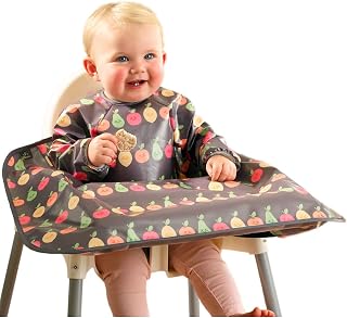 Bibetta Wipeezee Premium Baby Weaning Bibs With Sleeves For 6 Month+, Waterproof Coverall Bibs for Baby, Toddler, Boy, Girl | UK Design Eco Friendly & Durable Wipeable Bib for Highchair Baby Feeding