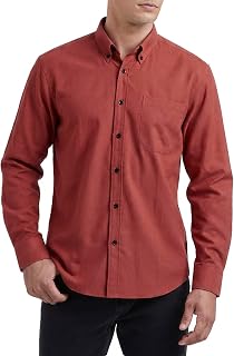 HISDERN Men's Shirt Long Sleeve Oxford Casual Casual Cotton Shirts with Pocket Regular Fit S-4XL